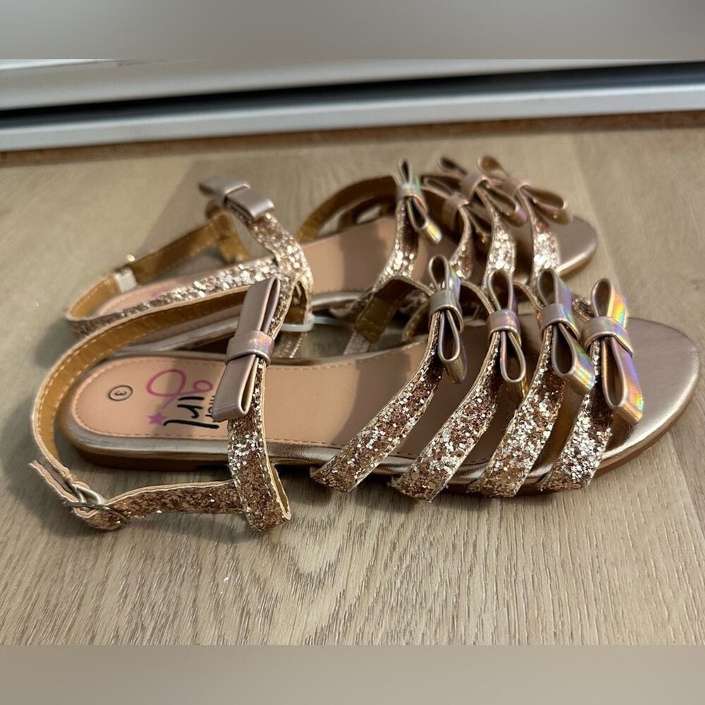 NWOT Olivia Miller Little Girls Size 3 Slingback Sandals in Rose Gold Glitter - Picture 3 of 4